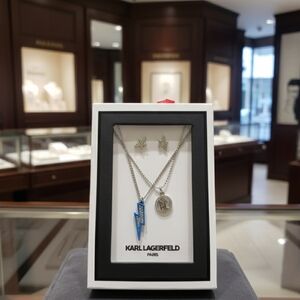 Karl Lagerfeld Silver and Blue Jewelry Set